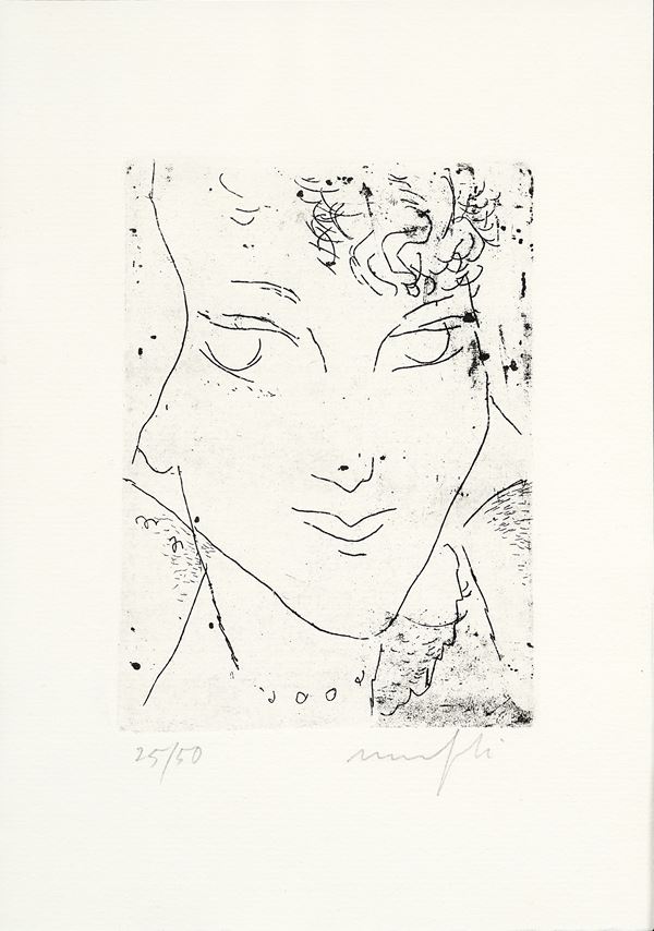 Alberto Manfredi : Volto  - Acquaforte, es. 25/50 - Asta Parade I - Arte Contemporanea - Casa d'aste Farsettiarte
