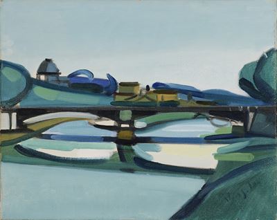 Ponte sul Tevere, olio su tela