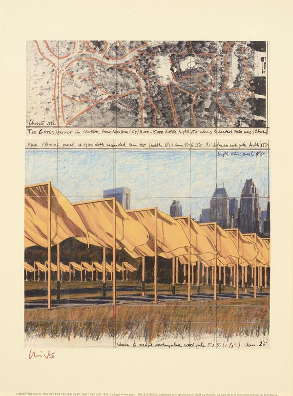 Christo : The Gates, Project for Central Park  (2003)  - Cromolitografia - Asta Dipinti, Disegni, Sculture e Grafica - Casa d'aste Farsettiarte