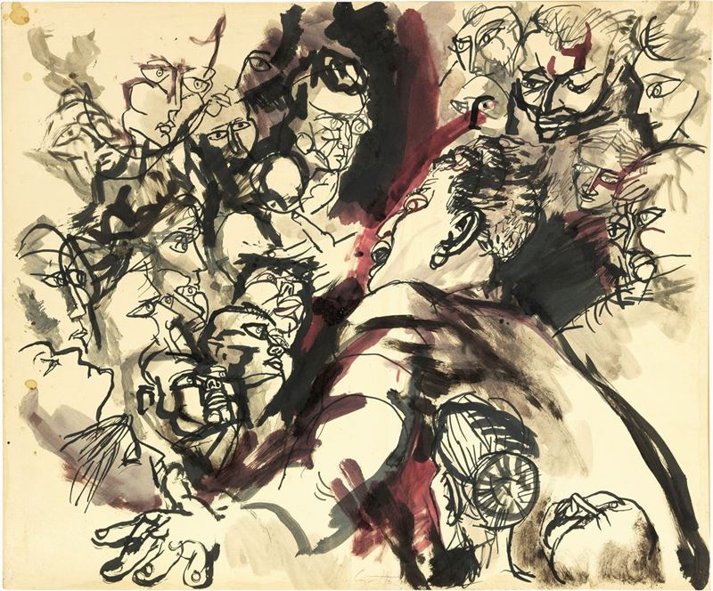 Renato Guttuso - Bozzetto per «comizio»