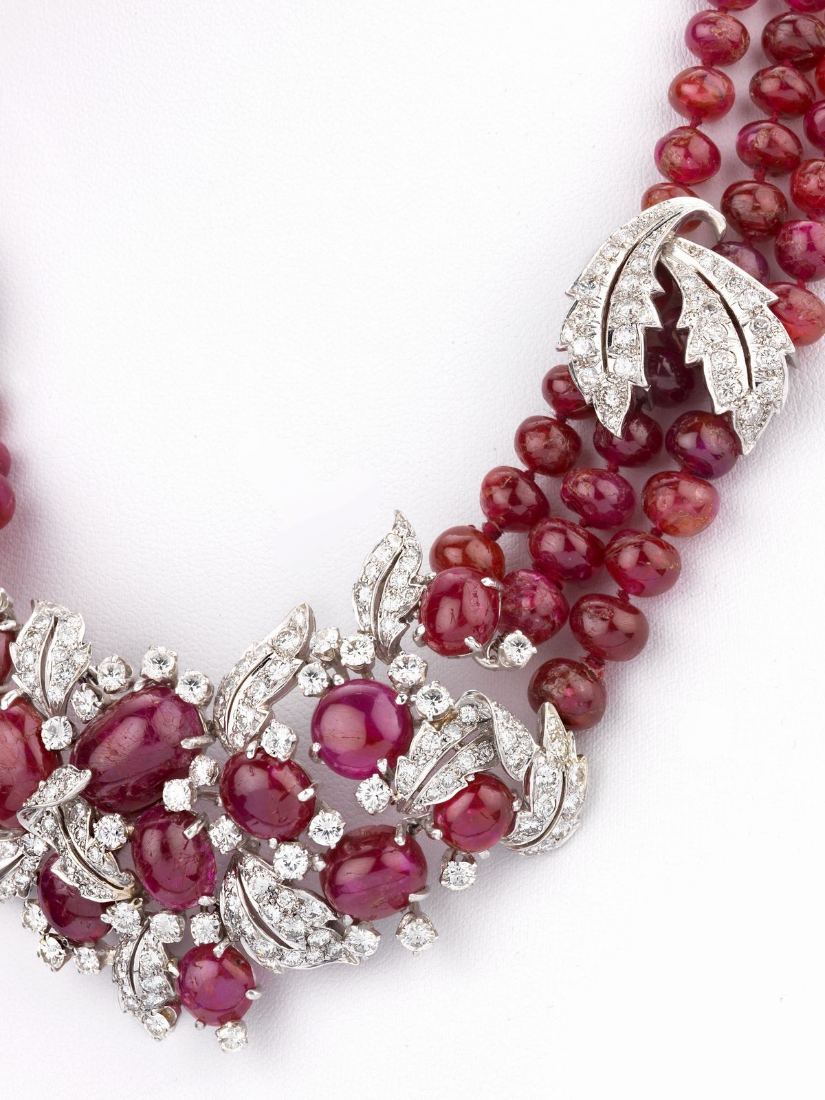 Collana Girocollo con Radice di Rubino, Oro Bianco e Diamanti
