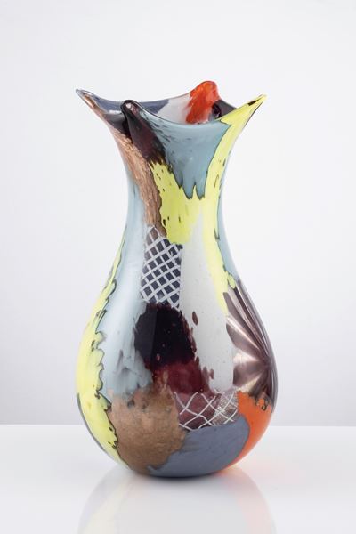 Dino Martens per Aureliano Toso "oriente" Vaso in Vetro