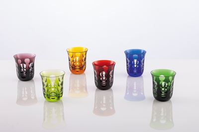 Sei Bicchieri da Acqua in Cristallo Colorato Christofle "kawali"