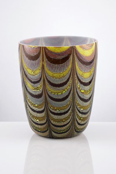 Vaso Murano in Vetro Doppio Verde e Marrone
