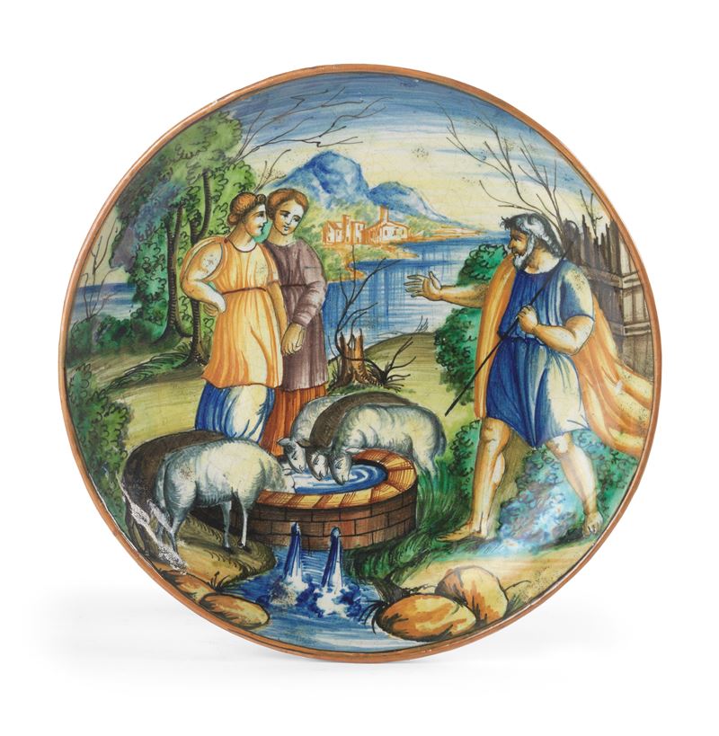 Alzata Istoriata in Maiolica Policroma