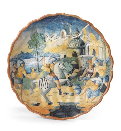 Crespina Umbonata Istoriata in Maiolica Policroma