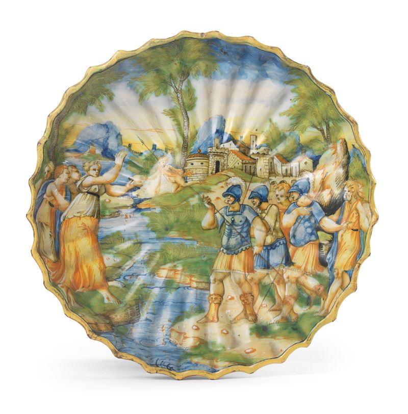 Crespina Umbonata Istoriata in Maiolica Policroma