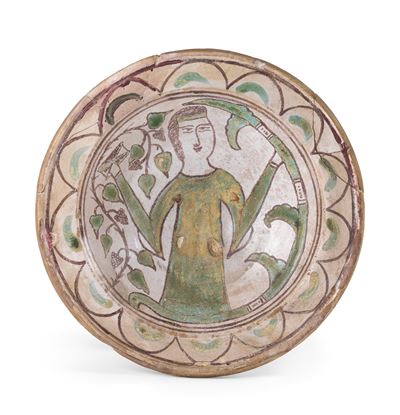 Piatto Fondo in Maiolica Policroma Verde Rame e Manganese