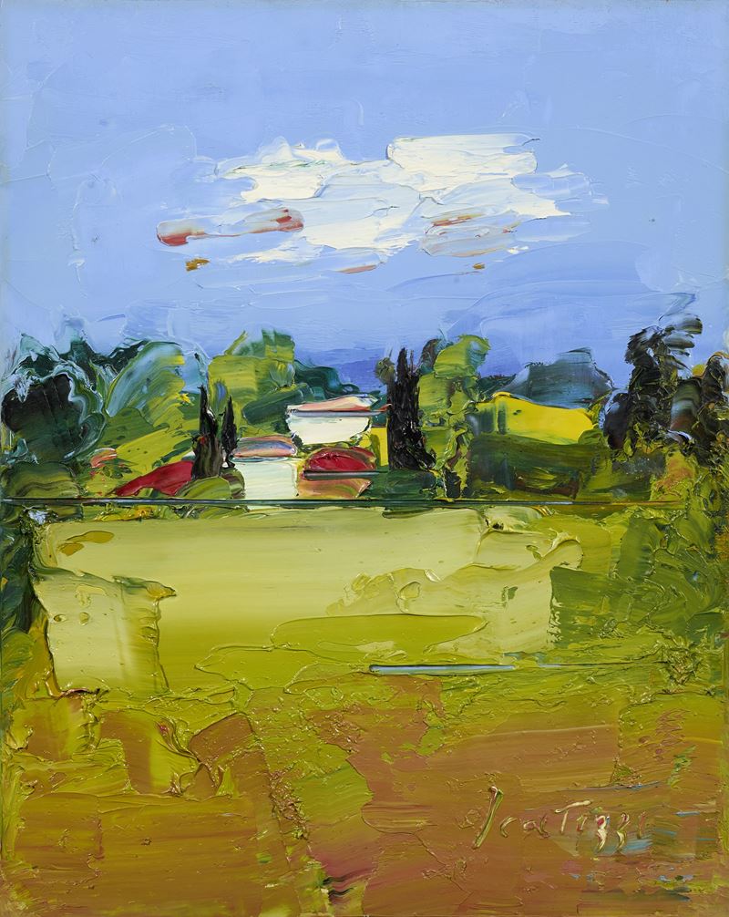 Sergio Scatizzi - Paesaggio in Toscana, olio su tavola