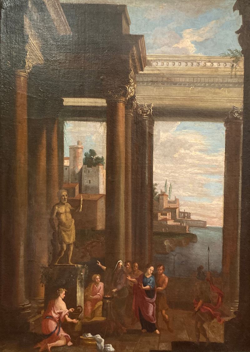 Ignoto del XVIII Secolo - Scena di Culto Antico con Architettura