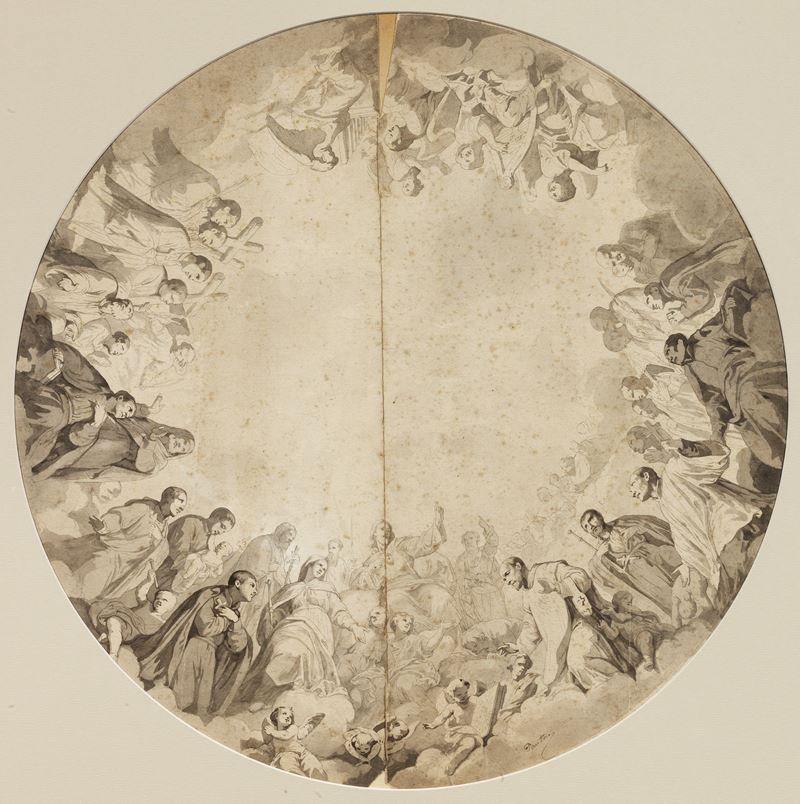 Ignoto del XIX Secolo - Studio per Adorazione del Sacro Cuore
