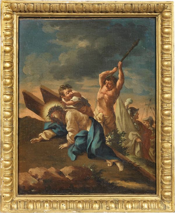 Scuola emiliana del XVII secolo - Gesù cade per la terza volta