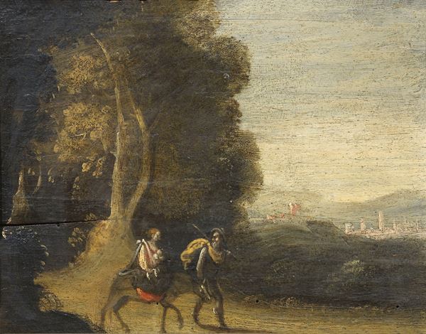 Scuola emiliana del XVII secolo - «Fuga in Egitto», «San Francesco riceve le stigmate», «Francesco penitente» e «Episodio della vita di San Francesco»