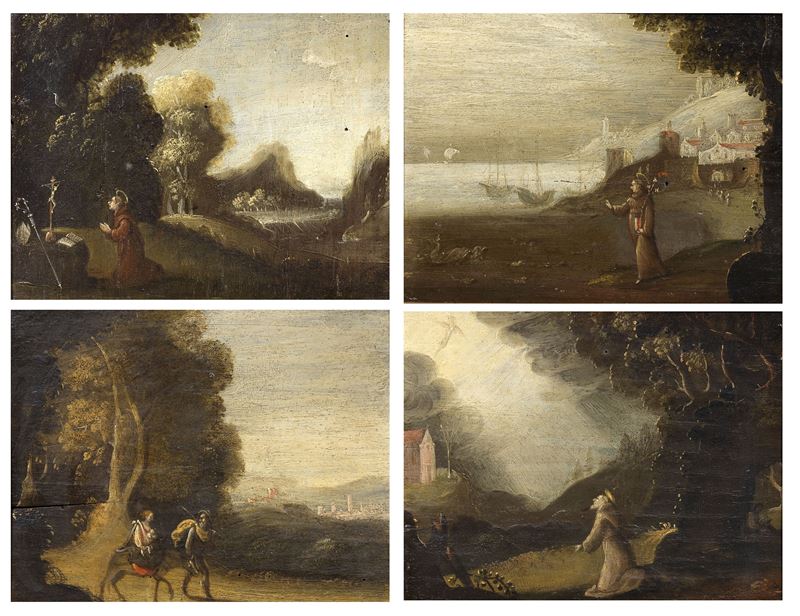 «Francesco penitente», «Episodio della vita di San Francesco», «Fuga in Egitto» e «San Francesco ...