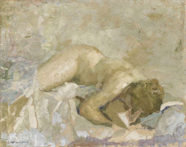 Giuseppe Amisani : Nudo di donna  - Olio su tela - Auction PARADE II - XIX and XX Century Paintings and Drawings - Casa d'aste Farsettiarte