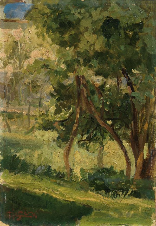 Luigi De Servi : Paesaggio  - Olio su cartone - Auction PARADE II - XIX and XX Century Paintings and Drawings - Casa d'aste Farsettiarte