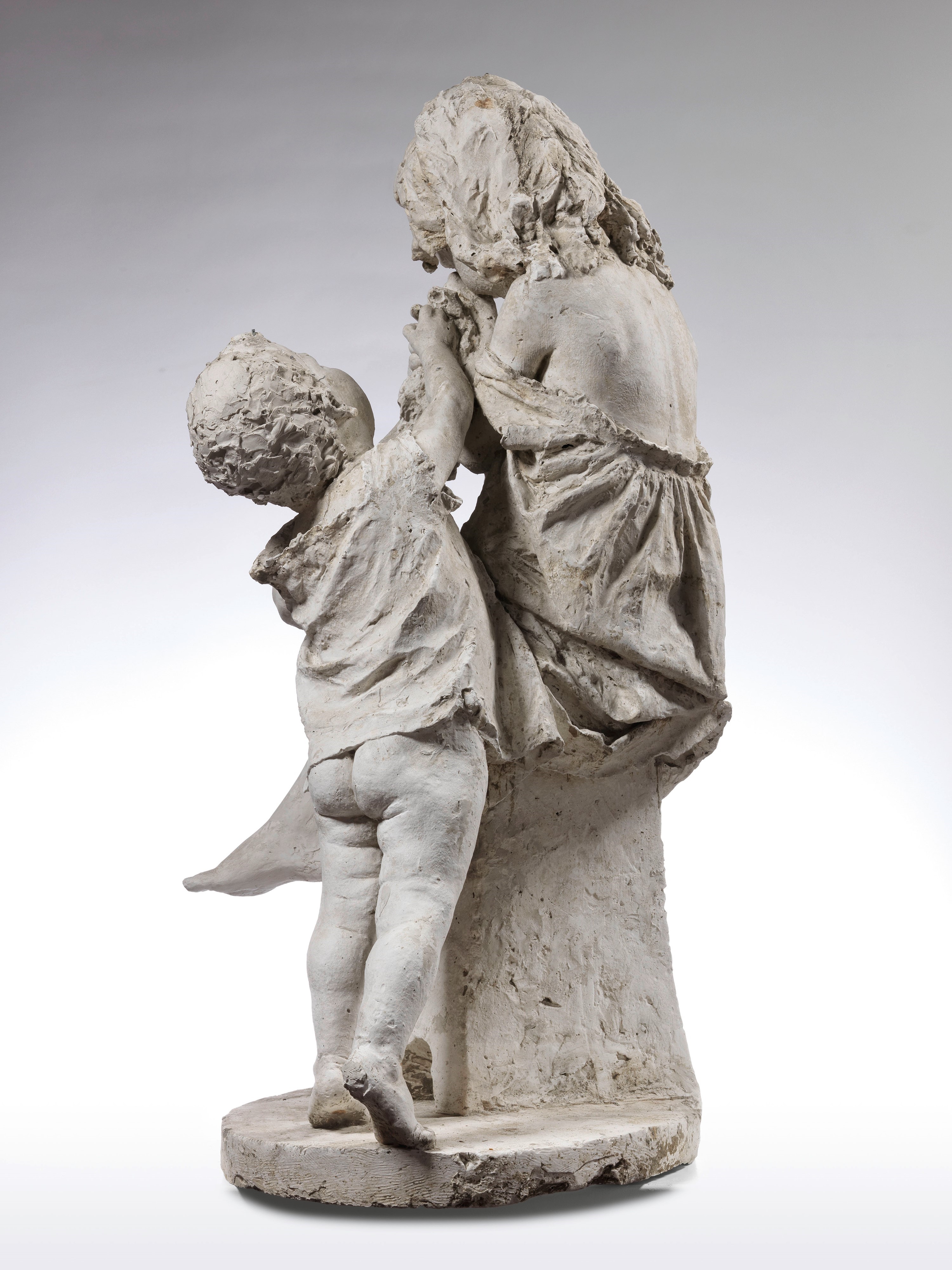 Ignoto Scultore Fine XIX Secolo - Il Pianto (bambino che Consola la Sorella)