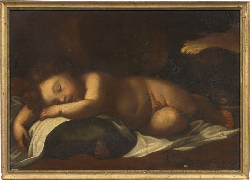 Scuola Emiliana del XVII Secolo - Amorino Dormiente