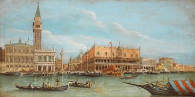 «veduta di Palazzo Ducale a Venezia» e «veduta della Chiesa della Salute a Venezia»