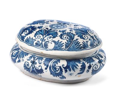 Zuccheriera in Maiolica Policroma Bianco e Blu