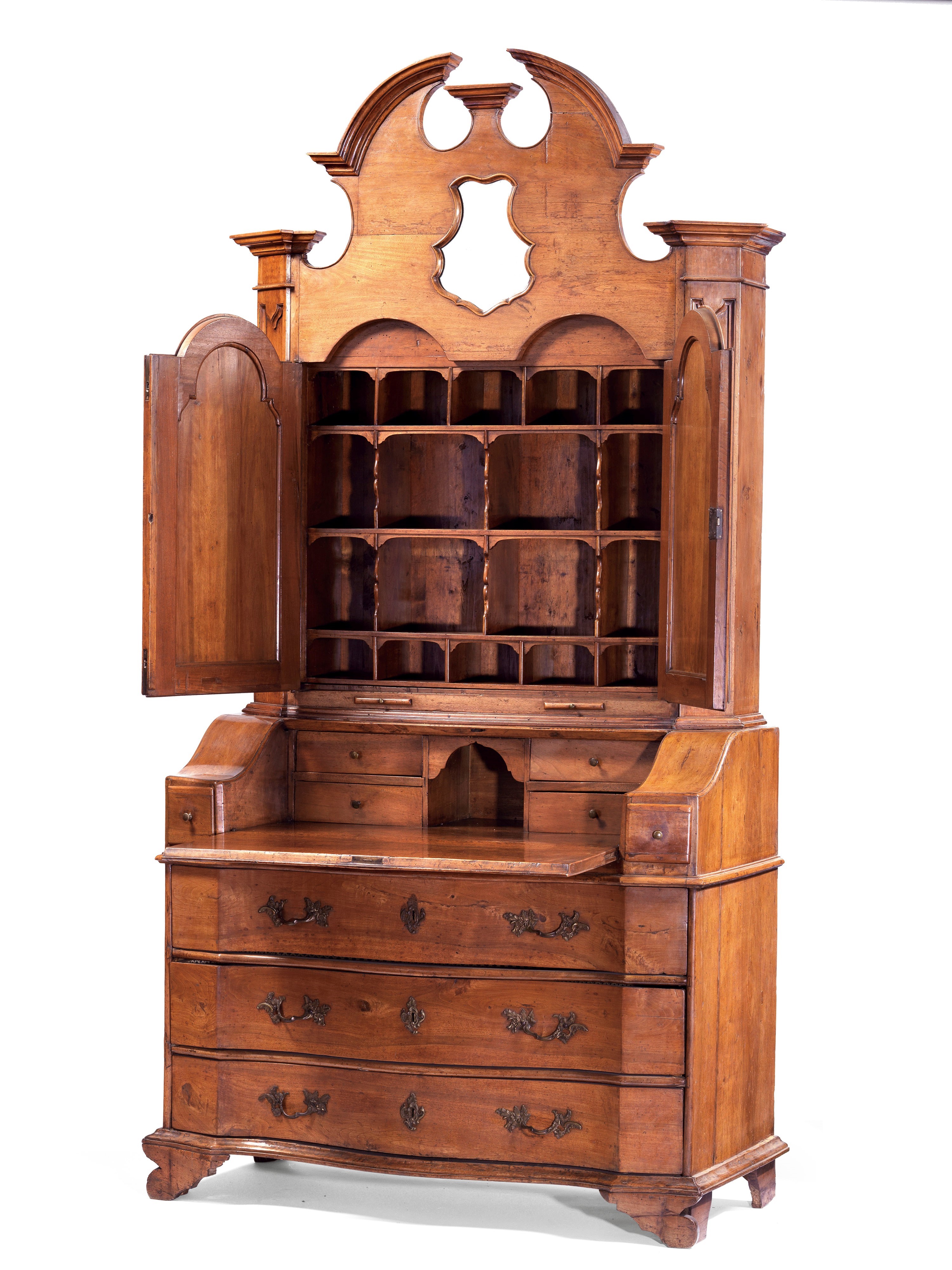 Trumeau a doppio corpo in legno di noce