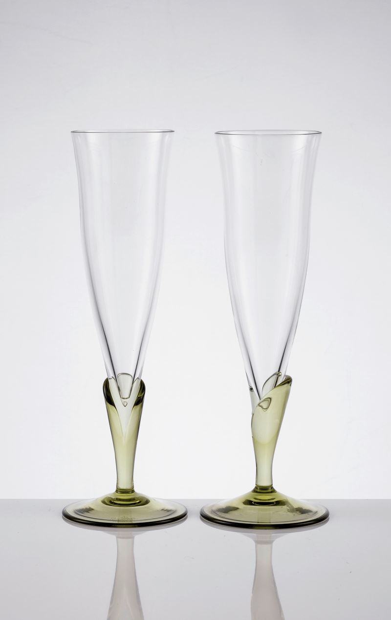 Sei Flûte in Vetro Rosenthal Studio-line 'papyrus'