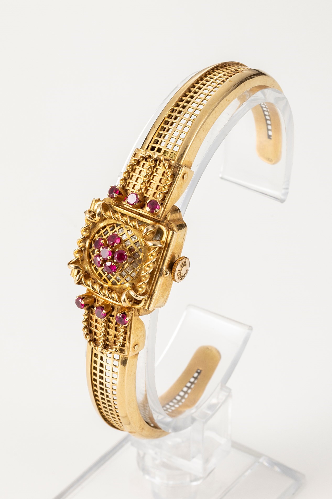 Astrolux bracciale con orologio a scomparsa in oro giallo, anni 1940-50