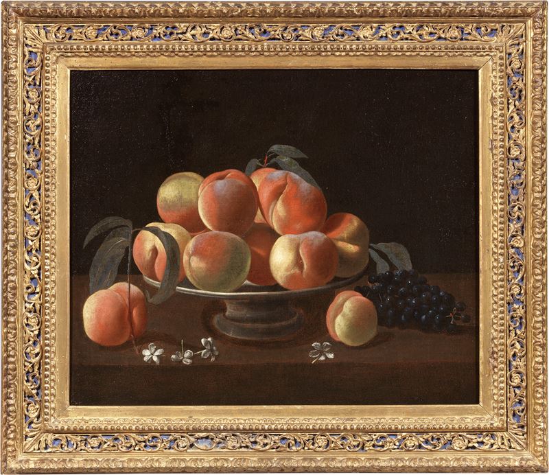Fede Galizia - Alzata con Pesche e Grappolo D'uva