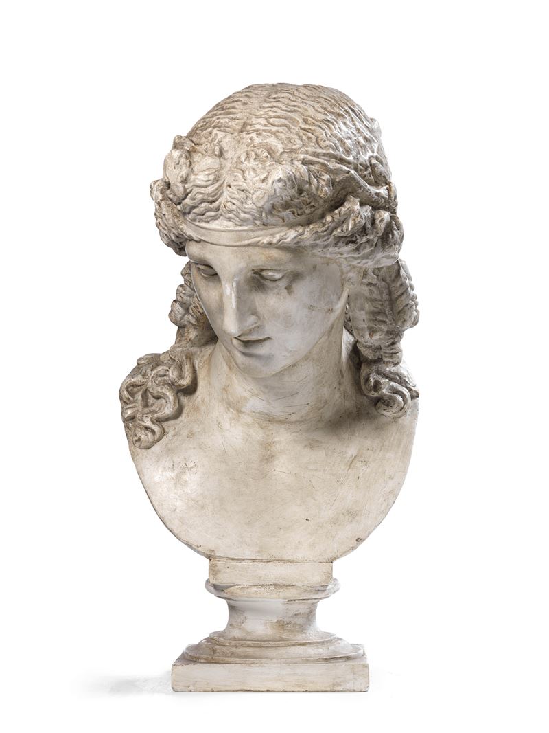 Ignoto Scultore del XIX Secolo - Grande Testa di Apollo con i Capelli Cinti da una Tenia (dall'an...