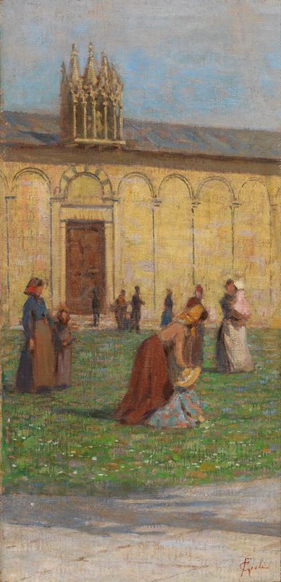 Scorcio di Piazza dei Miracoli con Figure