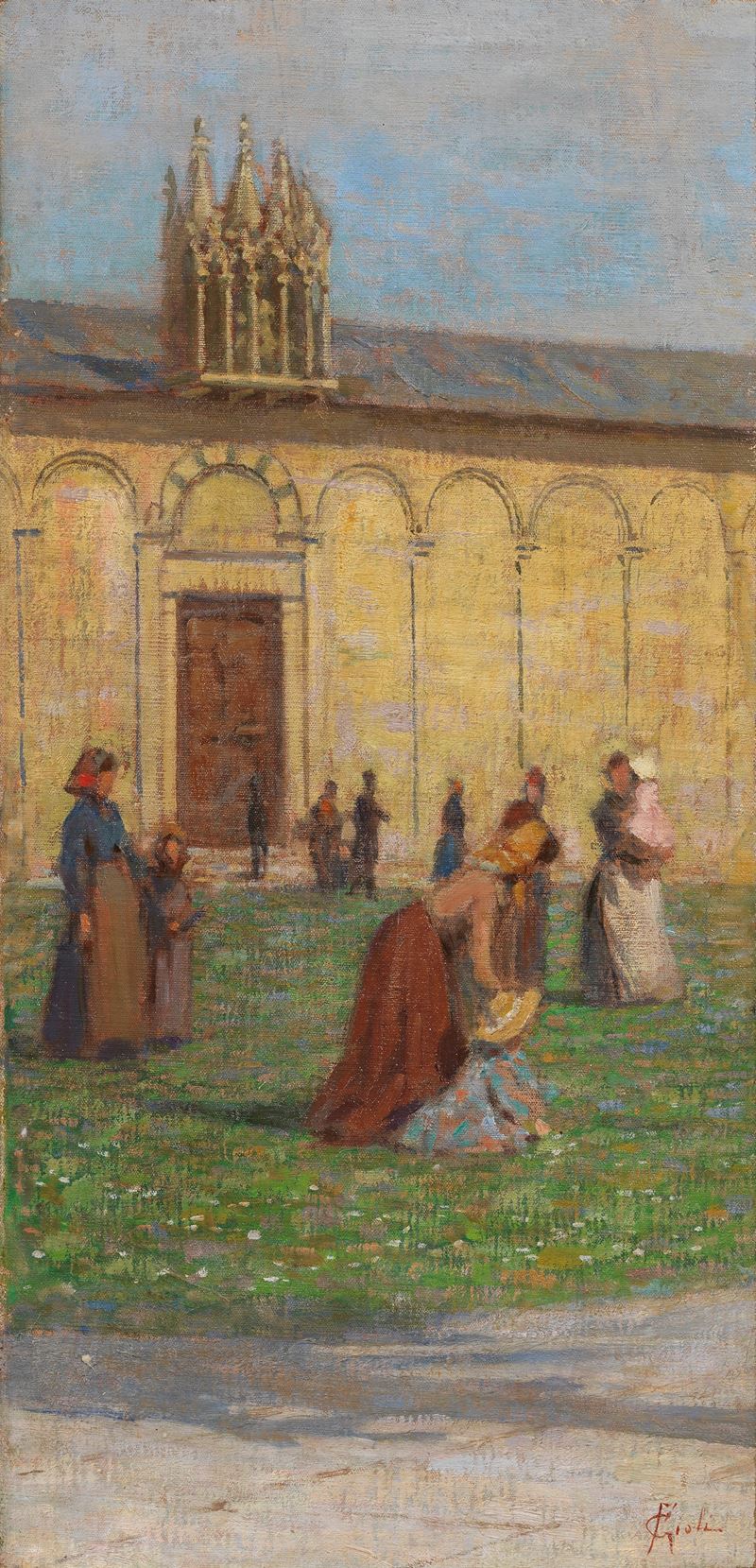 Francesco Gioli - Scorcio di Piazza dei Miracoli con Figure