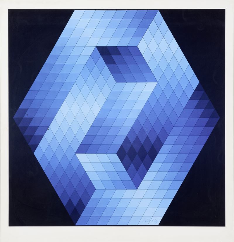 Victor Vasarely - Gestalt Blue