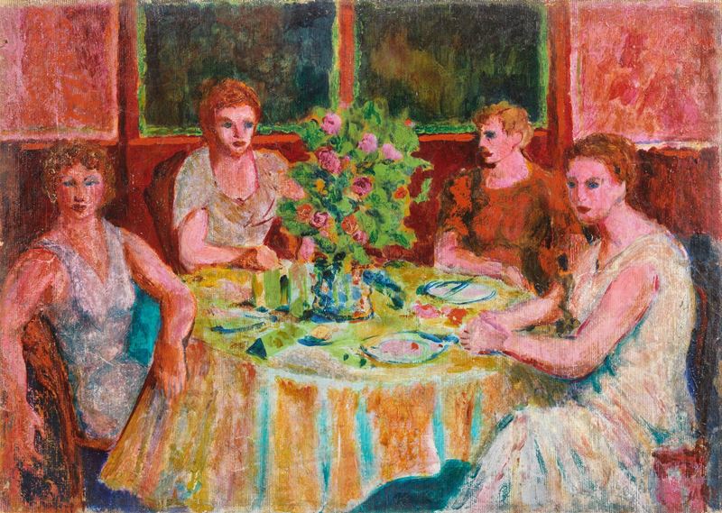 Aligi Sassu - Il Tavolo Giallo (caffè)