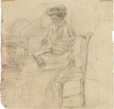 Donna Seduta con Bottiglia