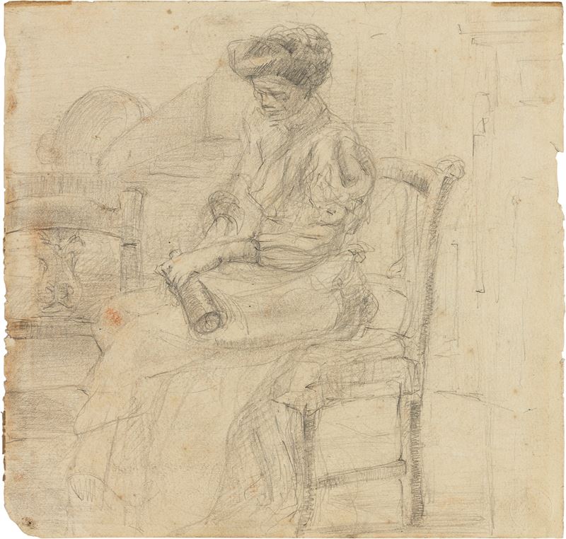 Carlo Erba - Donna Seduta con Bottiglia