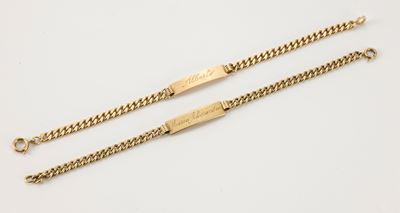 Due Braccialetti a Maglia Groumette in Oro Giallo