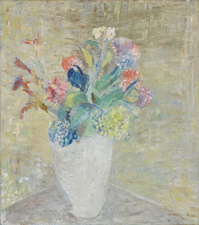 Vaso di fiori, olio su tela