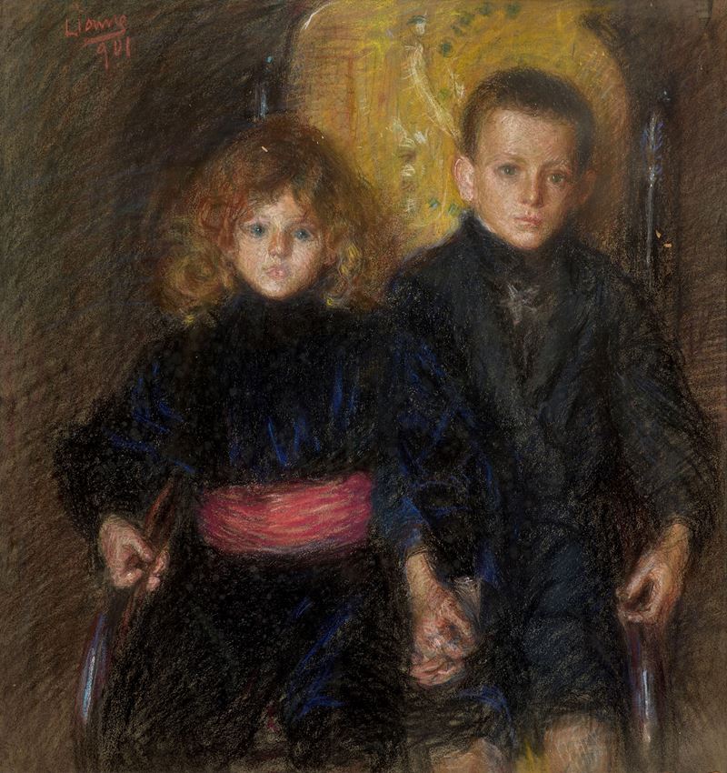 Enrico Lionne - Doppio Ritratto di Bambini