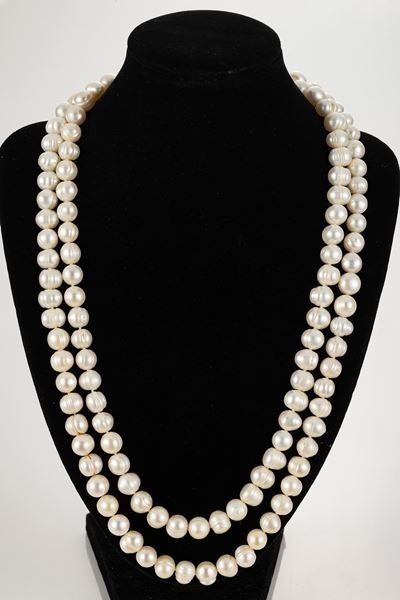 Lunga Collana di Perle D'acqua Dolce