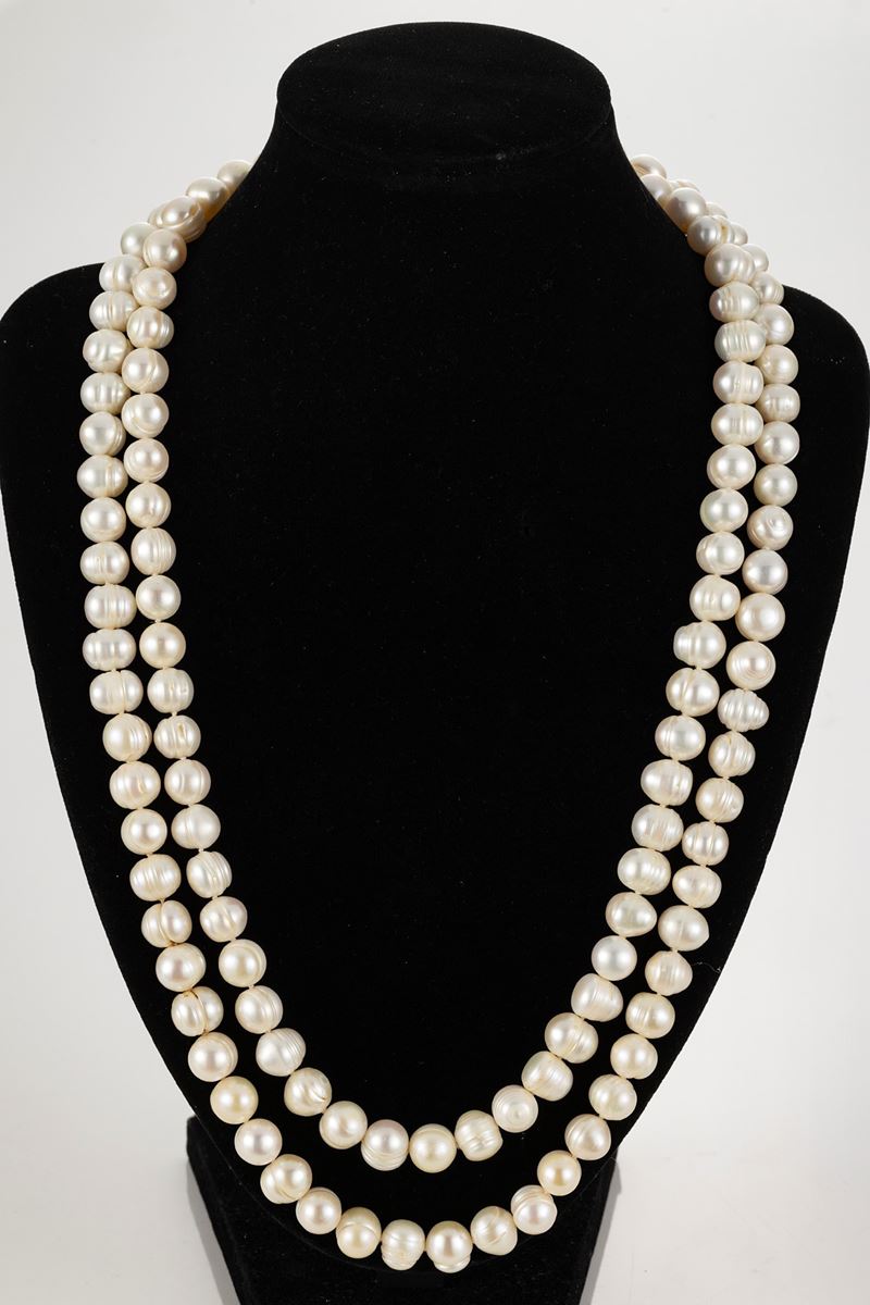 Lunga Collana di Perle D'acqua Dolce