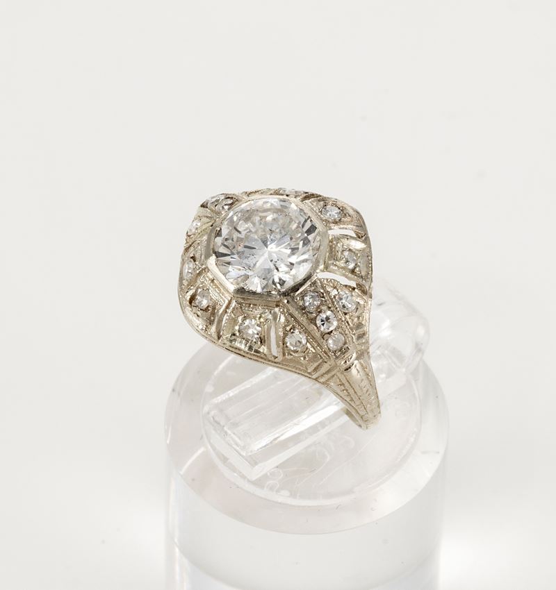 Anello in Oro Bianco e Diamante