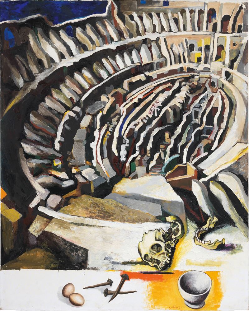 Renato Guttuso - Colosseo con Chiodi e Teschio
