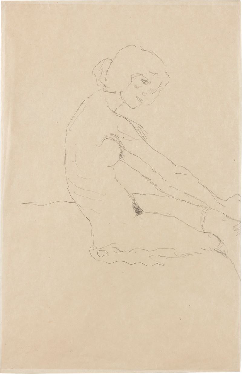 Gustav Klimt - Nudo Femminile, Seduto a Destra