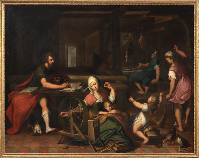 Scuola Fiamminga del XVII Secolo - Stradano (attrib.), L’infanzia di Cristo, olio su tela