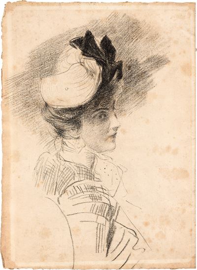 Testa di Signora con Cappello