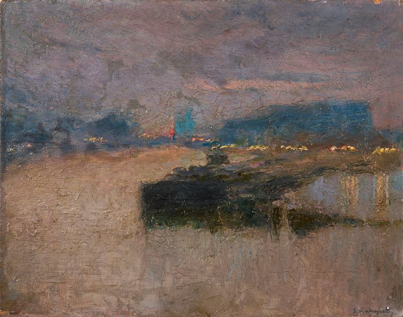 Serafino Macchiati - Veduta del Tamigi al Tramonto