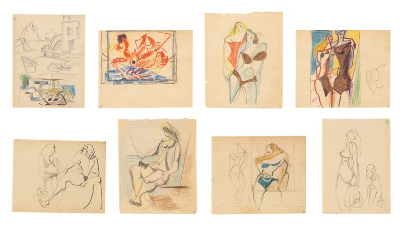 Enrico Prampolini - Otto Disegni da «i Taccuini Capresi»
