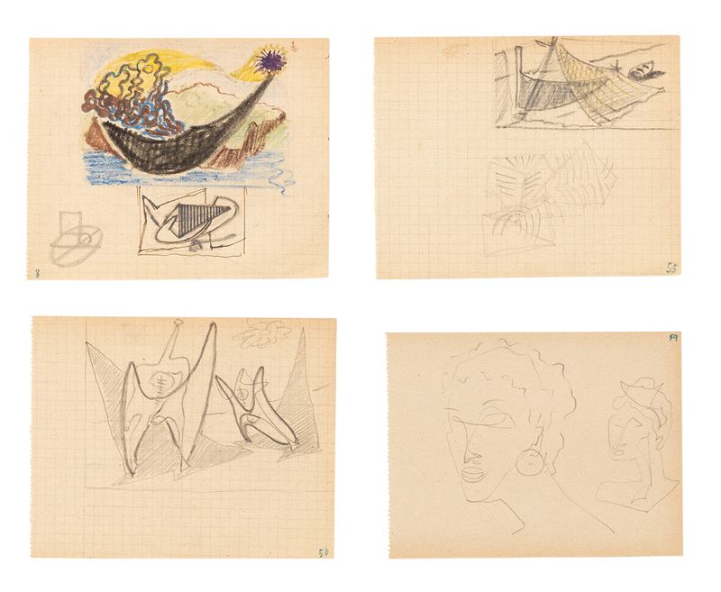 Enrico Prampolini - Quattro Disegni da «i Taccuini Capresi»
