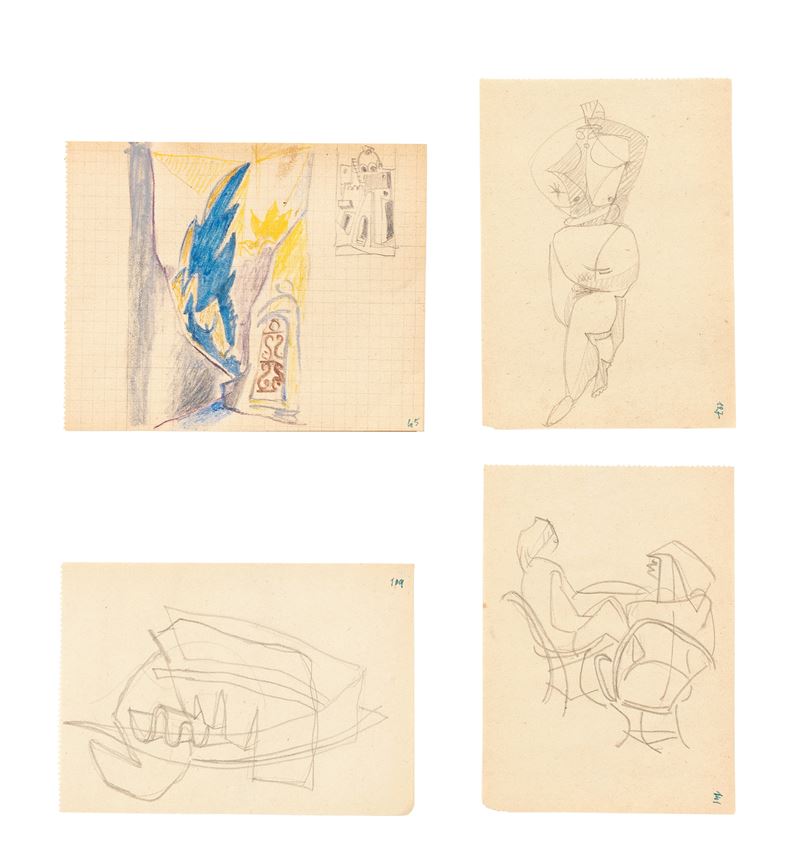 Enrico Prampolini - Quattro Disegni da «i Taccuini Capresi»