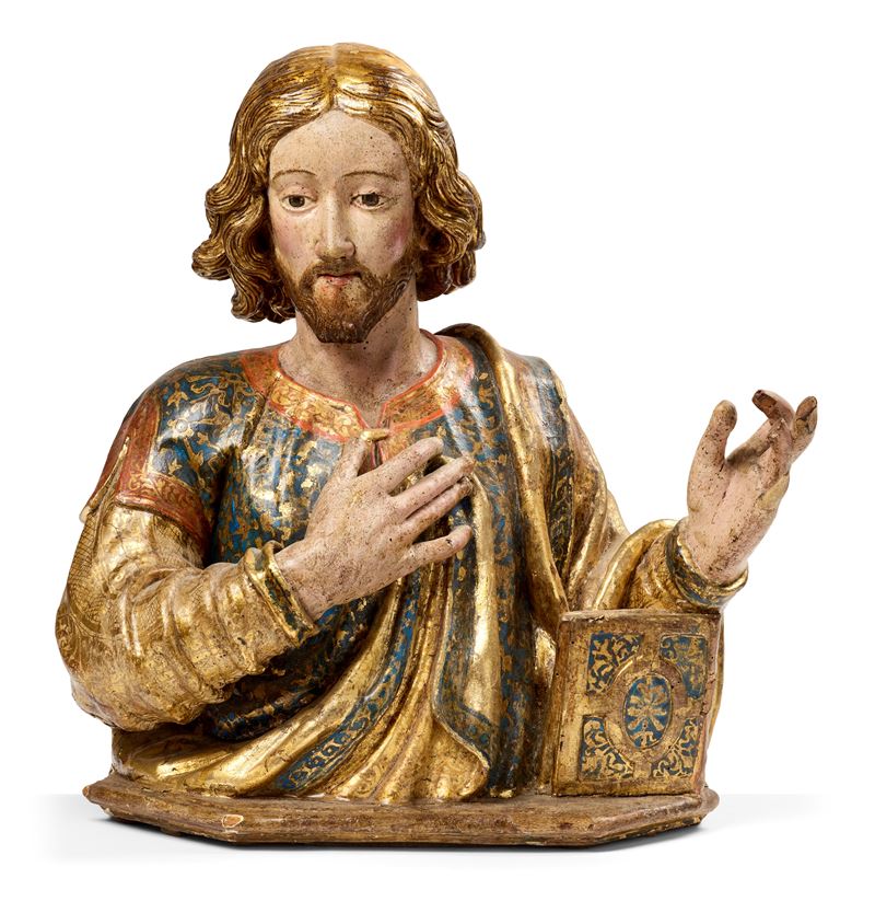 Busto di Santo con il Nuovo Testamento